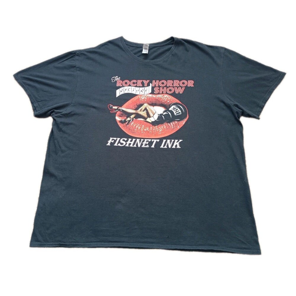 The Rocky Horror Picture Show Fishnet Ink Graphic T-Shirt Black Cotton 2XL
